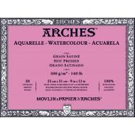 ARCHES WATERCOLOR 300 GSM HOT PRESSED BLOCKS GLUED 4 SIDES 20 SHEETS 100% COTTON PAPER